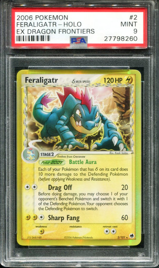 POKEMON TCG - FERALIGATR 2/101 PSA 9 EX DRAGON FRONTIERS HOLO RARE