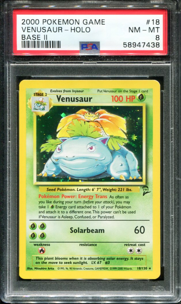 POKEMON TCG - VENUSAUR 18/130 PSA 8 BASE SET 2 HOLO RARE