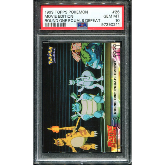 POKEMON TCG - ROUND ONE EQUALS DEFEAT POKEMON PSA 10 TOPPS MOVIE EDITION