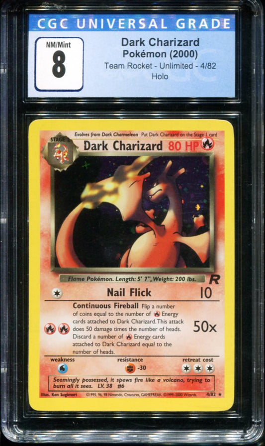 POKEMON TCG - DARK CHARIZARD 4/82 CGC 8 TEAM ROCKET HOLO RARE