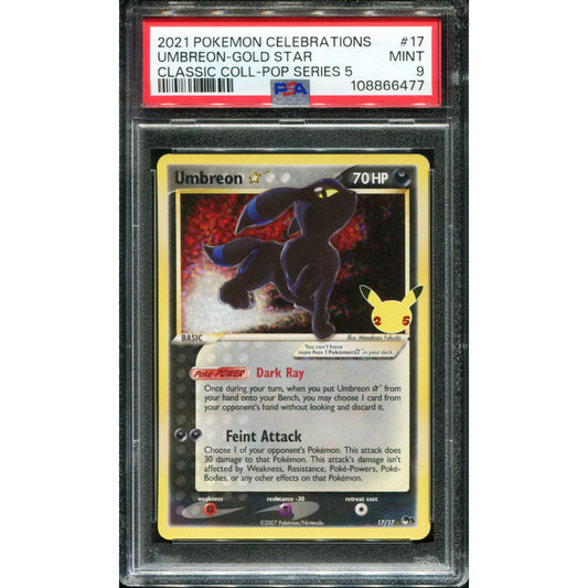 POKEMON TCG - UMBREON GOLD STAR 17/17 POKEMON PSA 9 CELEBRATIONS CLASSIC COLLECTION HOLO