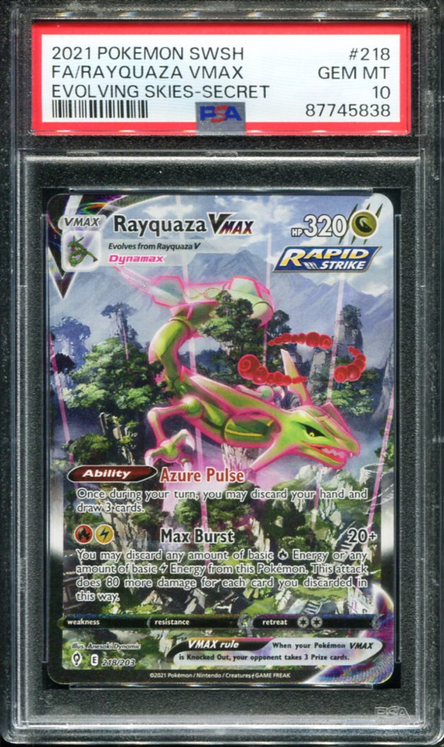 POKEMON TCG - RAYQUAZA VMAX 218/203 PSA 10 EVOLVING SKIES ALTERNATE ART