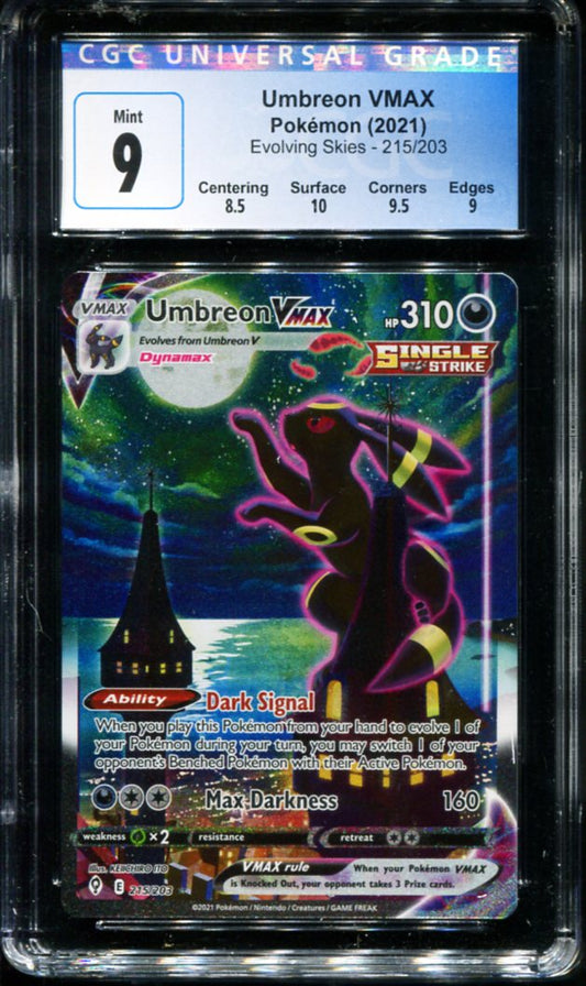 POKEMON TCG - UMBREON VMAX 215/203 CGC 9 EVOLVING SKIES ALTERNATE ART