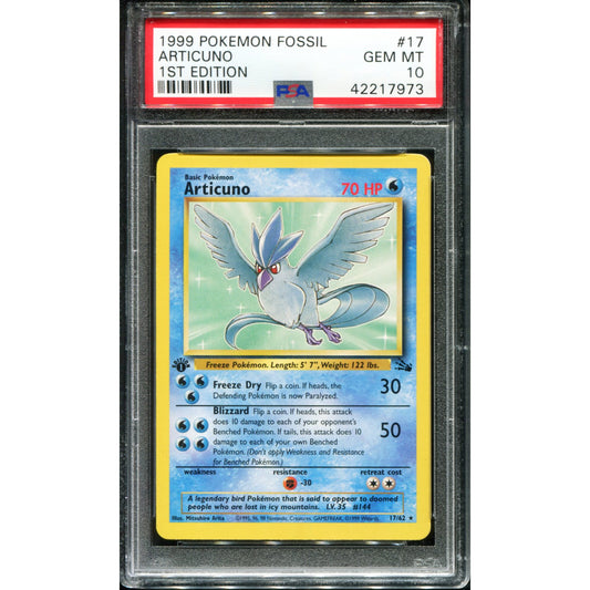 POKEMON TCG - ARTICUNO 17/62 PSA 10 FOSSIL 1ST EDITION
