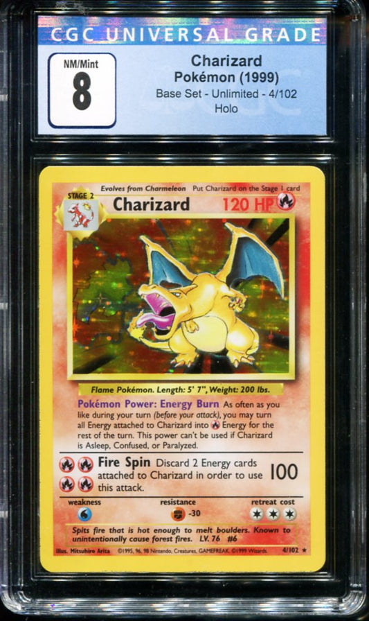 POKEMON TCG - CHARIZARD 4/102 CGC 8 BASE SET HOLO RARE