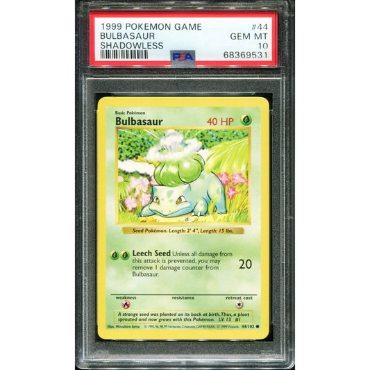 POKEMON TCG - BULBASAUR 44/102 POKEMON PSA 10 BASE SET SHADOWLESS