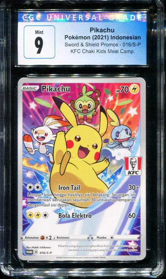 POKEMON TCG - PIKACHU 016/S-P CGC 9 INDONESIAN SWSH PROMO