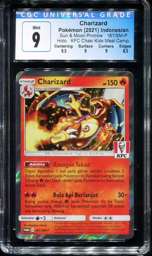 POKEMON TCG - CHARIZARD 181/SM-P CGC 9 KFC CHAKI KIDS MEAL PROMO