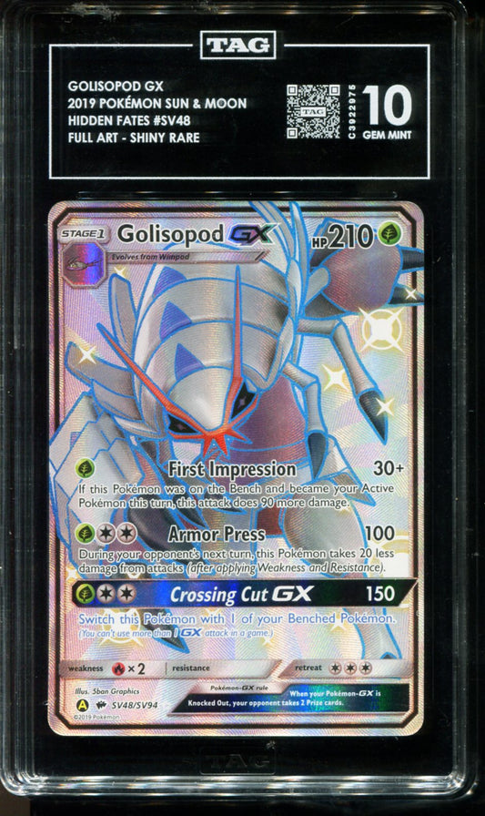 POKEMON TCG - GOLISOPOD GX SV48/SV94 TAG 10 HIDDEN FATES SHINY VAULT