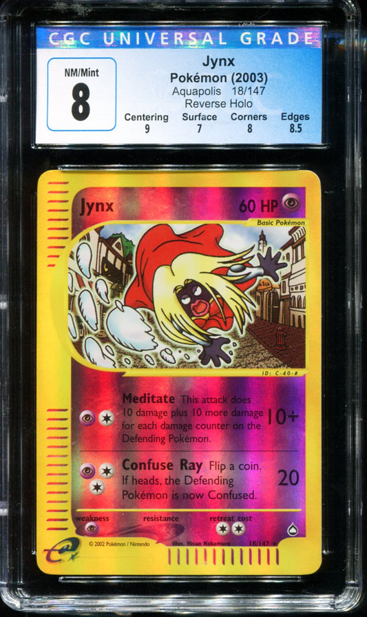 POKEMON TCG - JYNX 18/147 CGC 8 AQUAPOLIS REVERSE HOLO