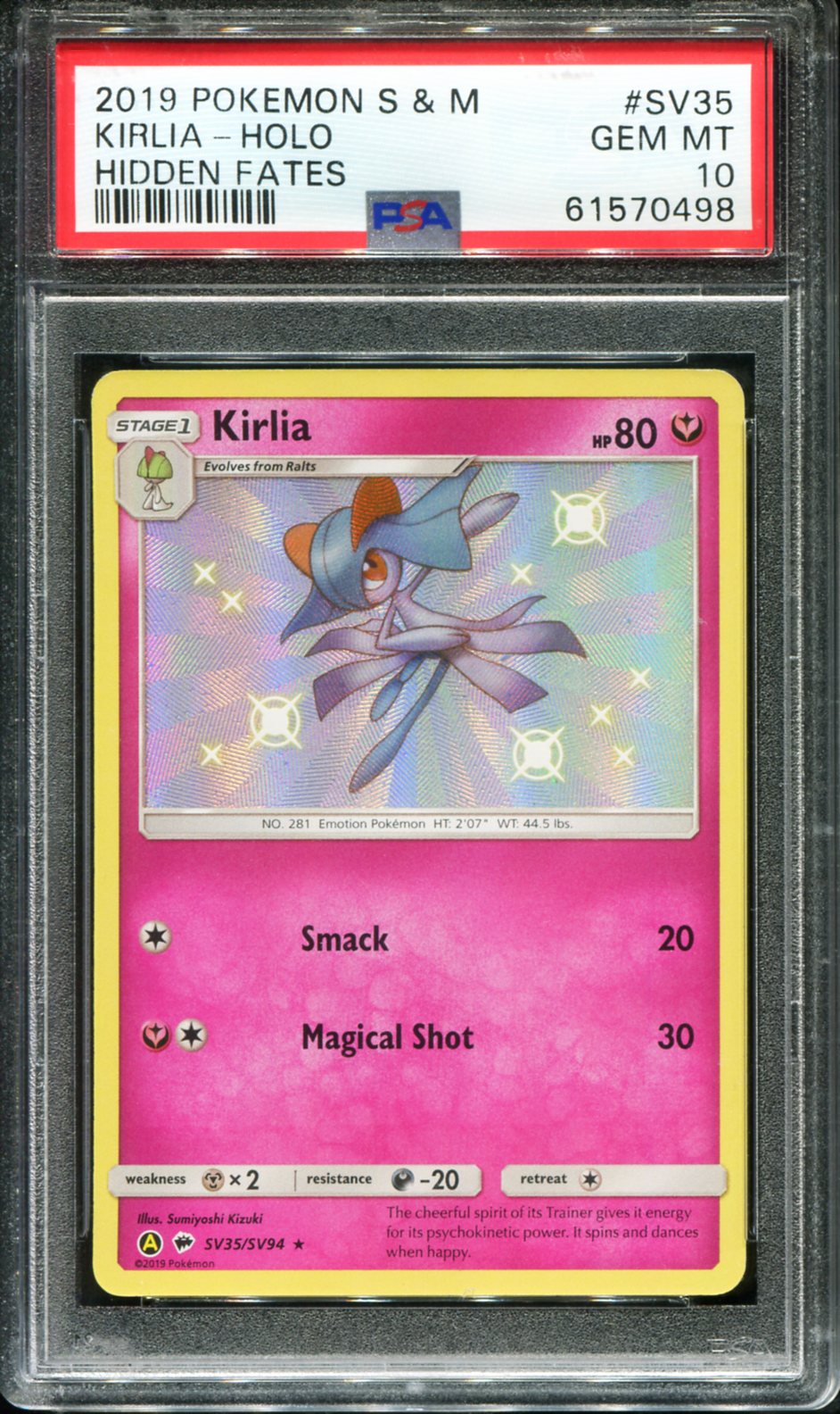 POKEMON TCG - KIRLIA SV35/SV94 PSA 10 HIDDEN FATES SHINY VAULT