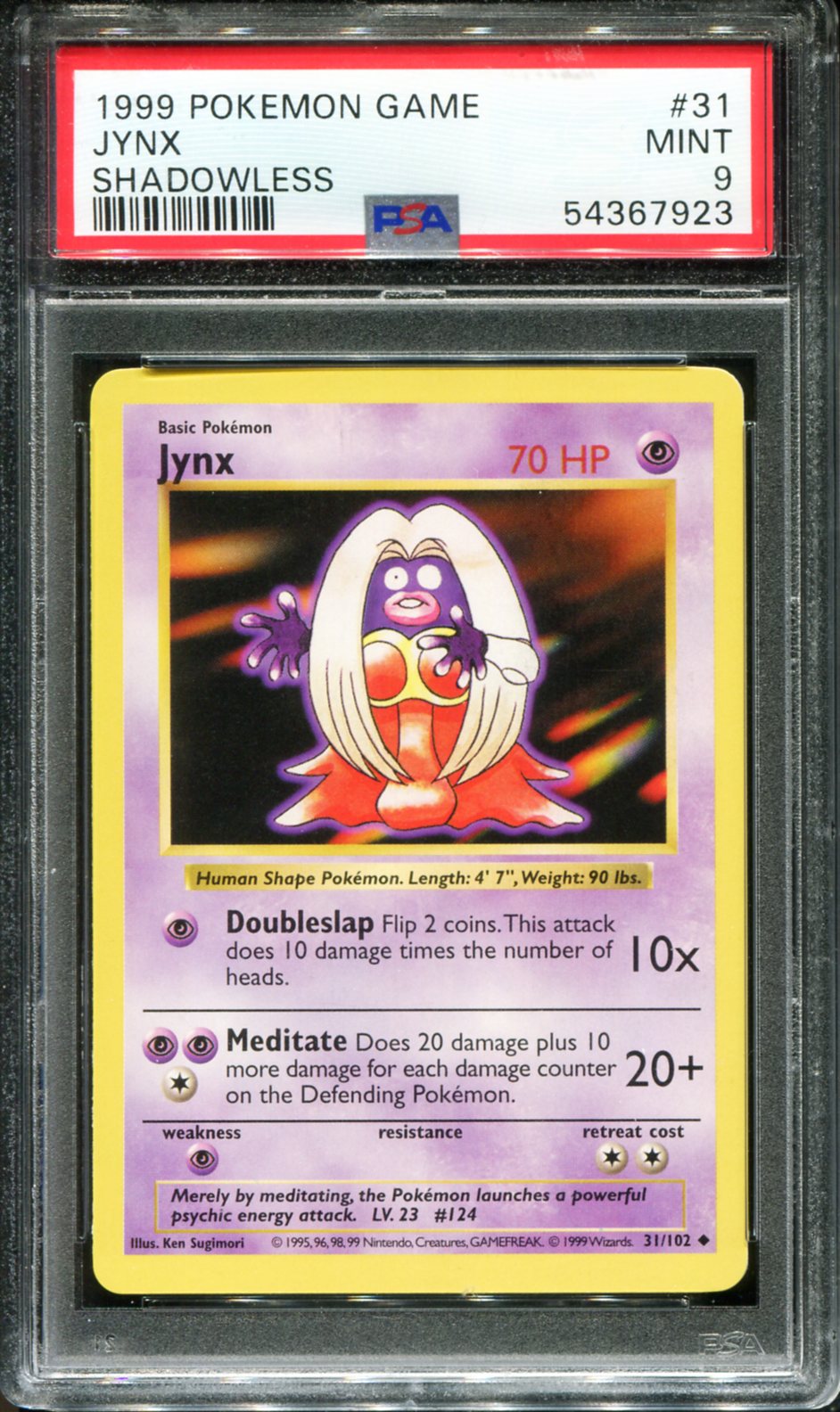 POKEMON TCG - JYNX 31/102 PSA 9 BASE SET SHADOWLESS