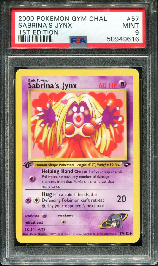 POKEMON TCG - SABRINA'S JYNX 57/132 PSA 9 GYM CHALLENGE FIRST EDITION