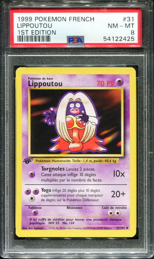POKEMON TCG - LIPPOUTOU 31/102 PSA 8 FRENCH BASE SET FIRST EDITION