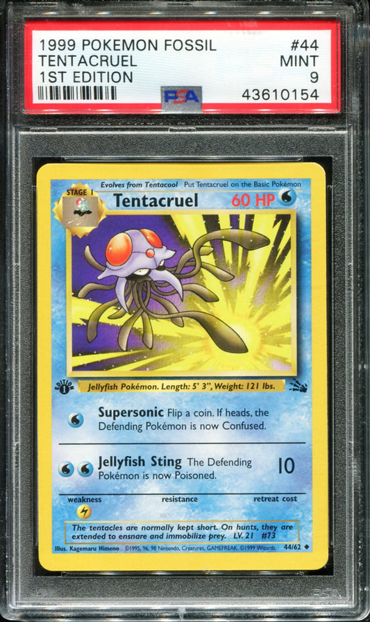 POKEMON TCG - TENTACRUEL 44/62 PSA 9 FOSSIL FIRST EDITION