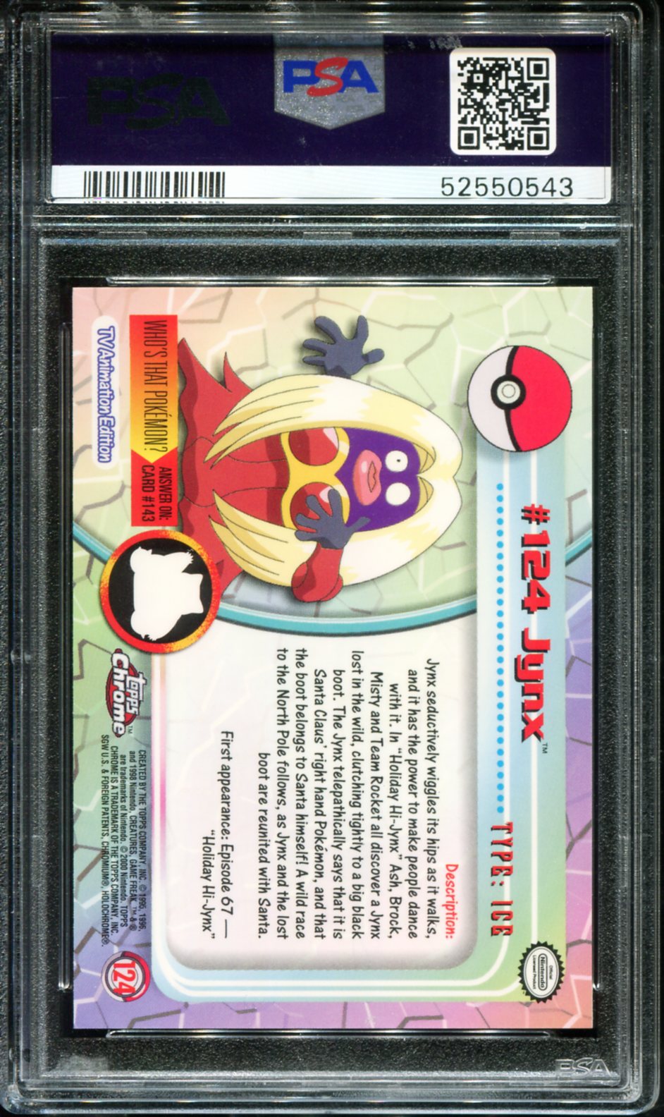 POKEMON TCG - JYNX 124 PSA 9 TOPPS CHROME POKEMON T.V.