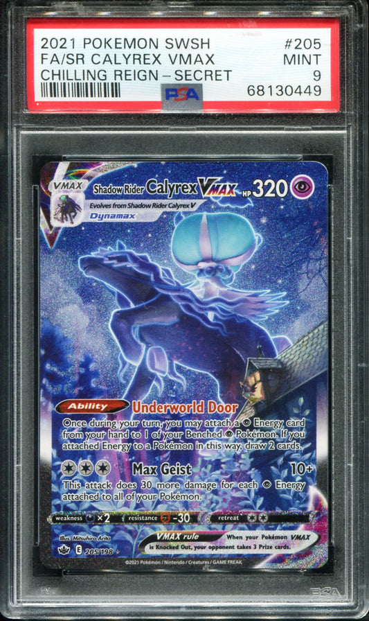 POKEMON TCG - SHADOW RIDER CALYREX VMAX 205/198 PSA 9 CHILLING REIGN SECRET RARE