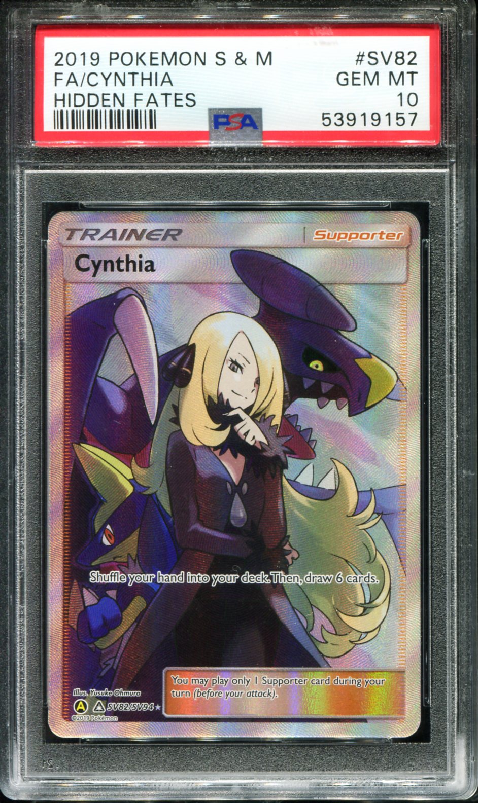 POKEMON TCG - CYNTHIA SV82/SV94 PSA 10 HIDDEN FATES SHINY VAULT