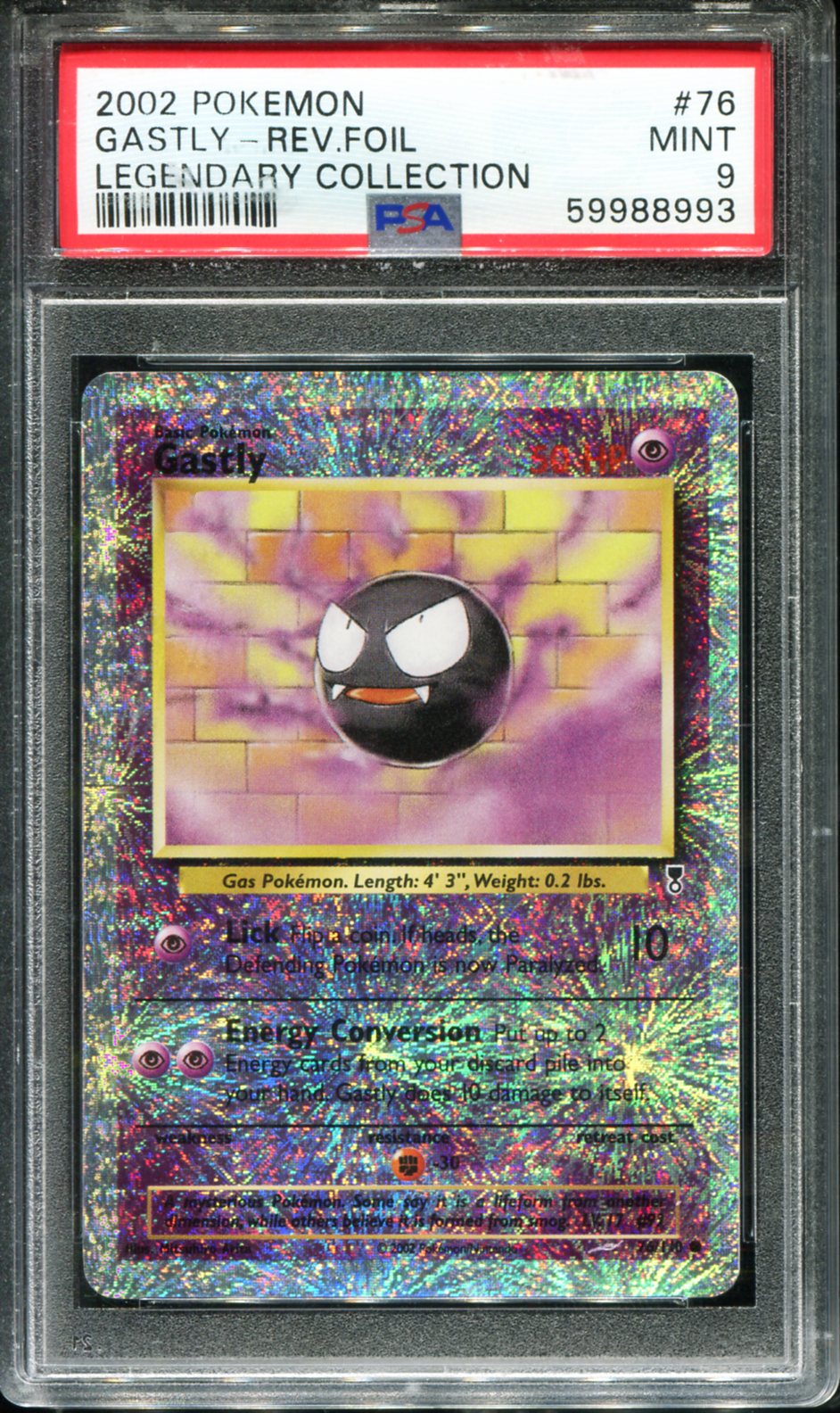 POKEMON TCG - GASTLY 76/110 PSA 9 LEGENDARY COLLECTION REVERSE HOLO