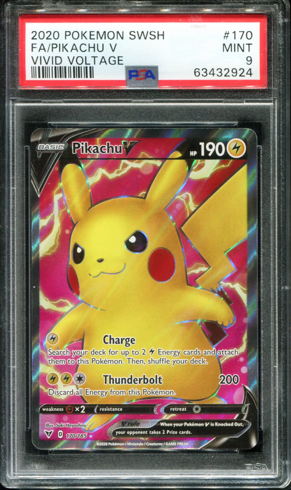 POKEMON TCG - PIKACHU V 170/185 PSA 9 VIVID VOLTAGE FULL ART