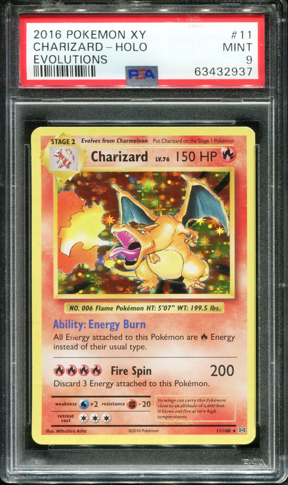 POKEMON TCG - CHARIZARD 11/108 PSA 9 XY EVOLUTIONS HOLO