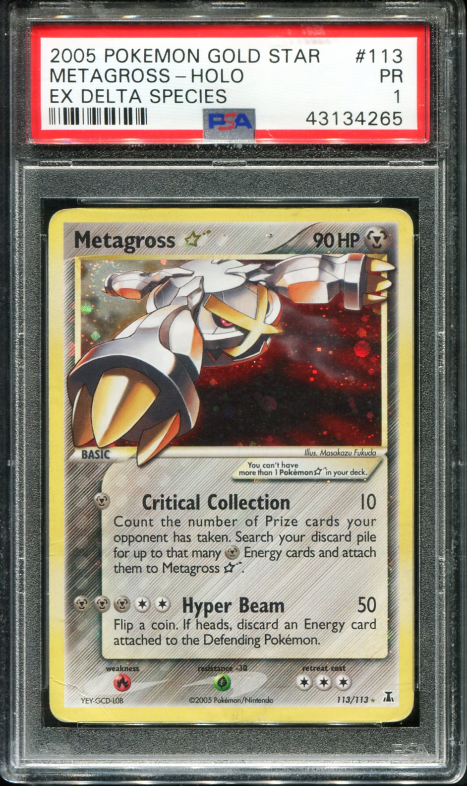 POKEMON TCG - METAGROSS GOLD STAR 113/113 PSA 1 EX DELTA SPECIES
