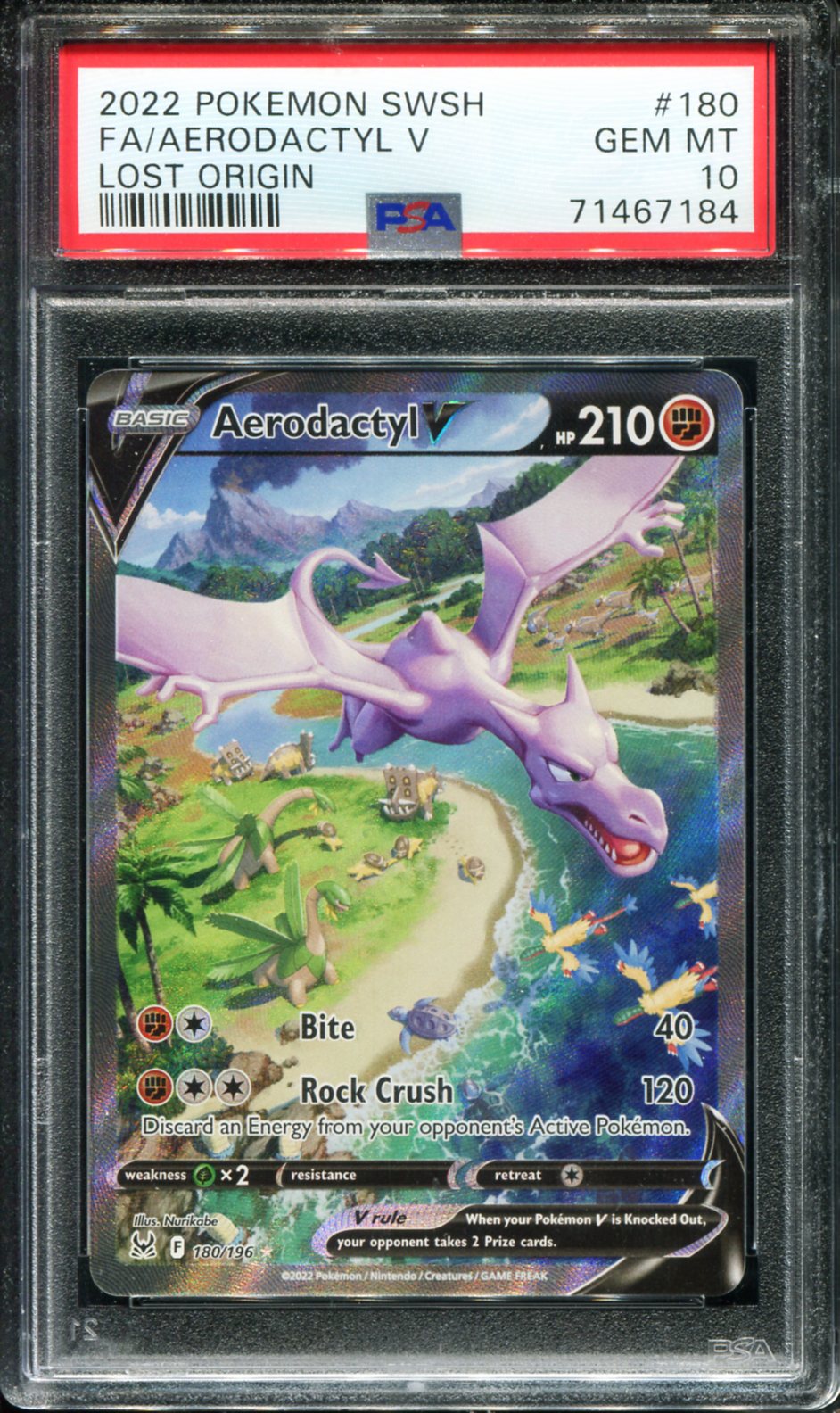 POKEMON TCG - AREODACTYL V 180/196 POKEMON PSA 10 LOST ORIGIN