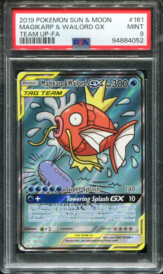 POKEMON TCG - MAGIKARP & WAILORD GX 161/181 POKEMON PSA 9 TEAM UP FULL ART