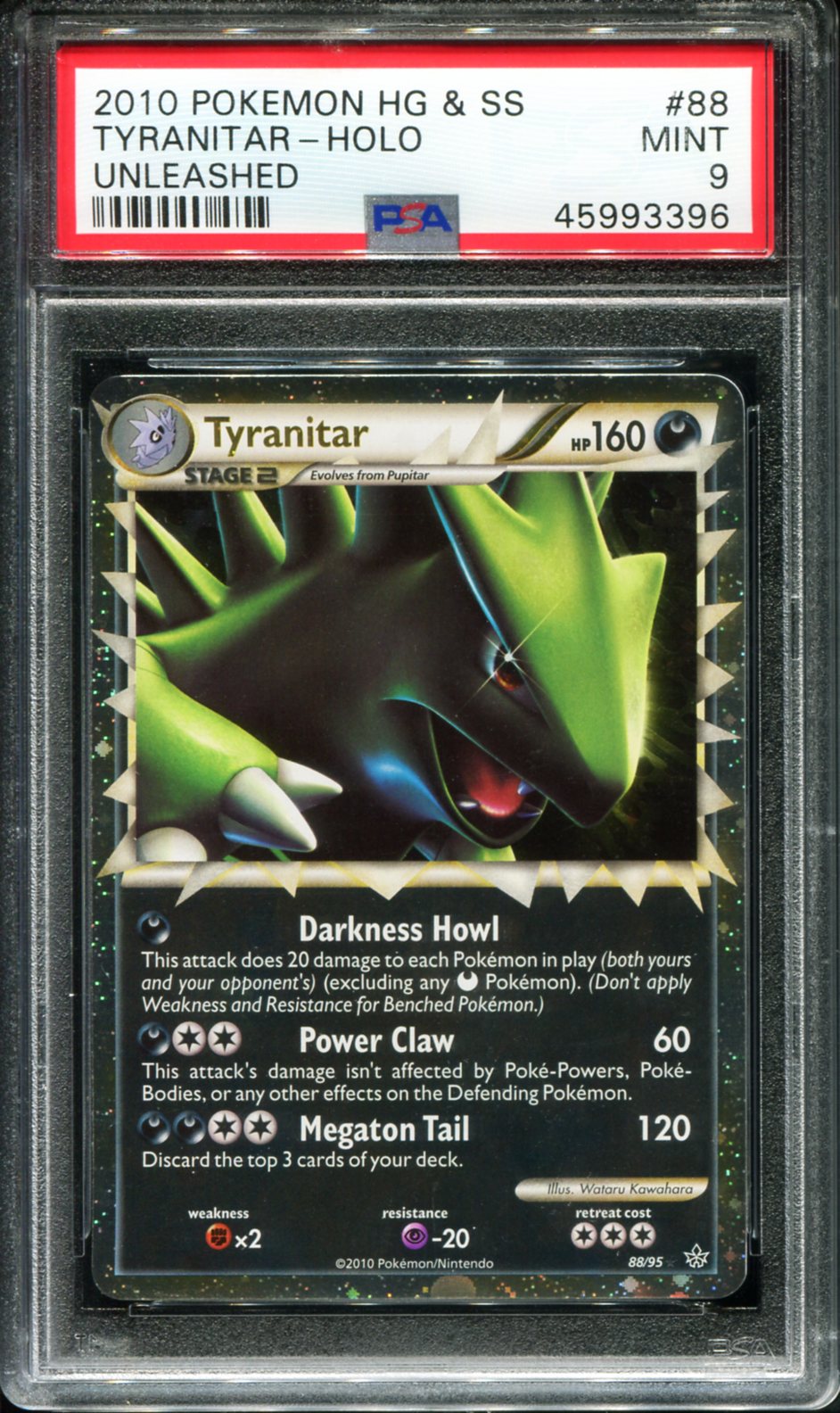 POKEMON TCG - TYRANITAR 88/95 POKEMON PSA 9 HG & SS UNLEASHED HOLO