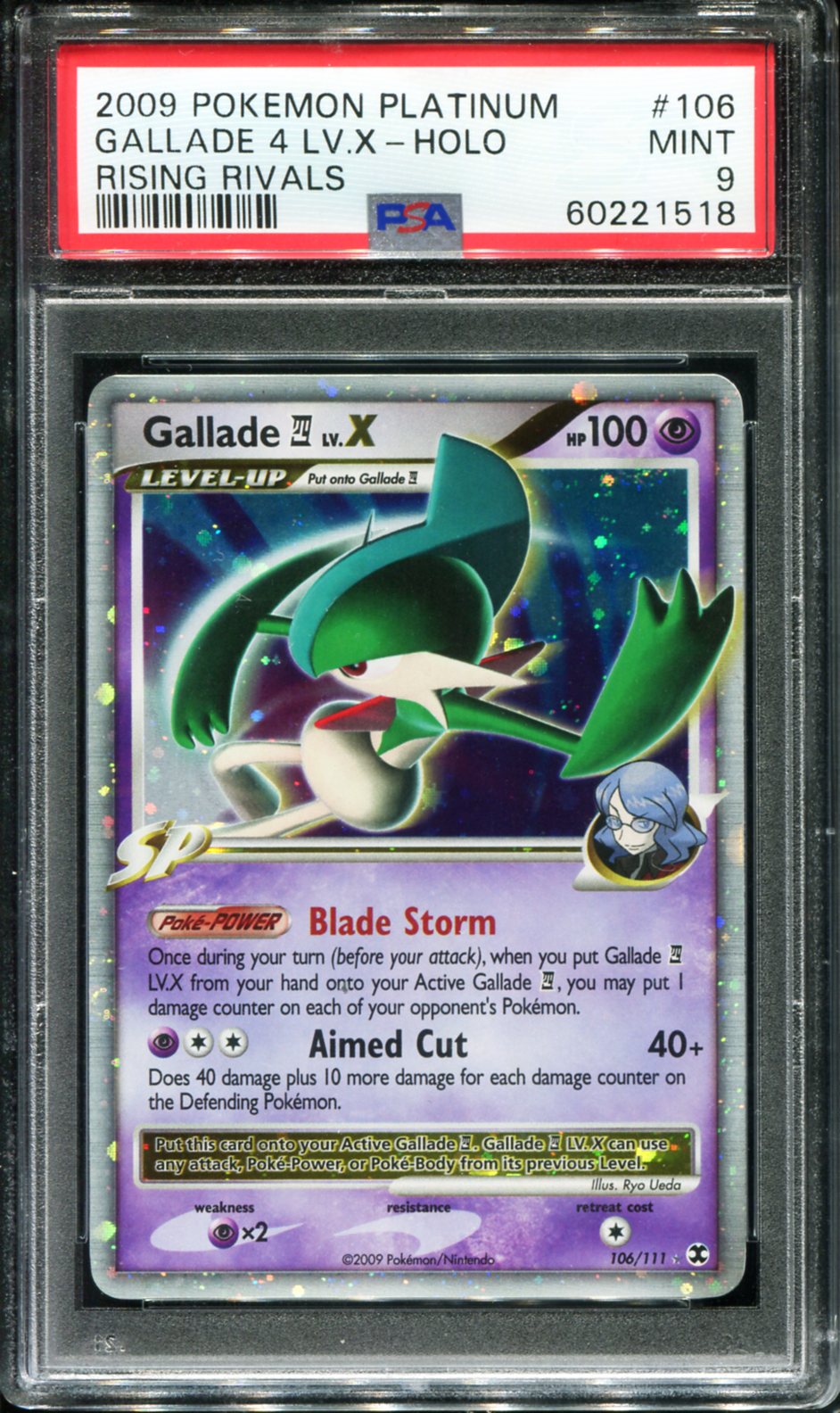 POKEMON TCG - GALLADE 4 LV X 106/111 POKEMON PSA 9 RISING RIVALS HOLO