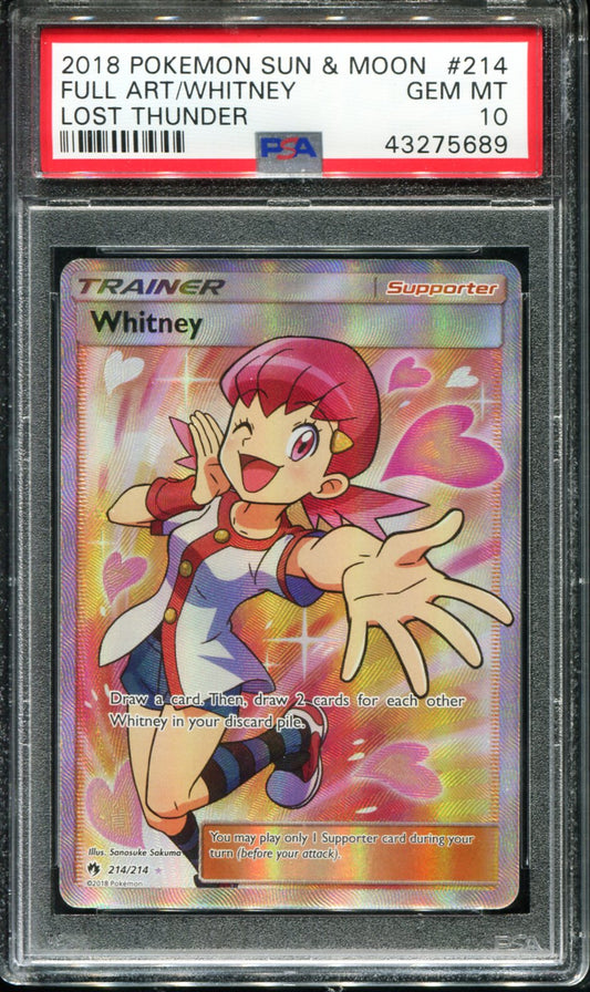 POKEMON TCG - WHITNEY 214/214 POKEMON PSA 10 LOST THUNDER FULL ART