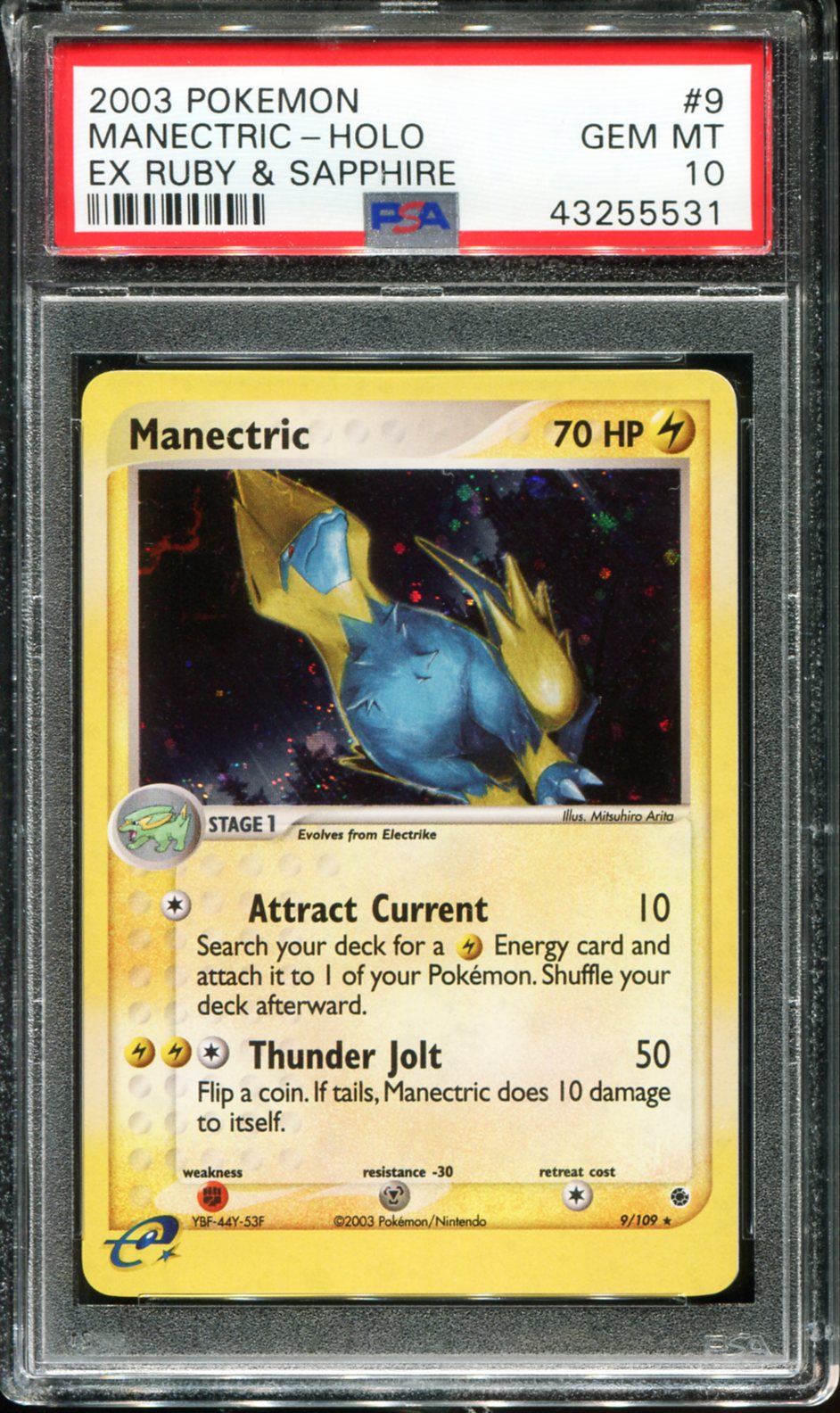 POKEMON TCG - MANECTRIC 9/109 POKEMON PSA 10 EX RUBY & SAPPHIRE HOLO RARE