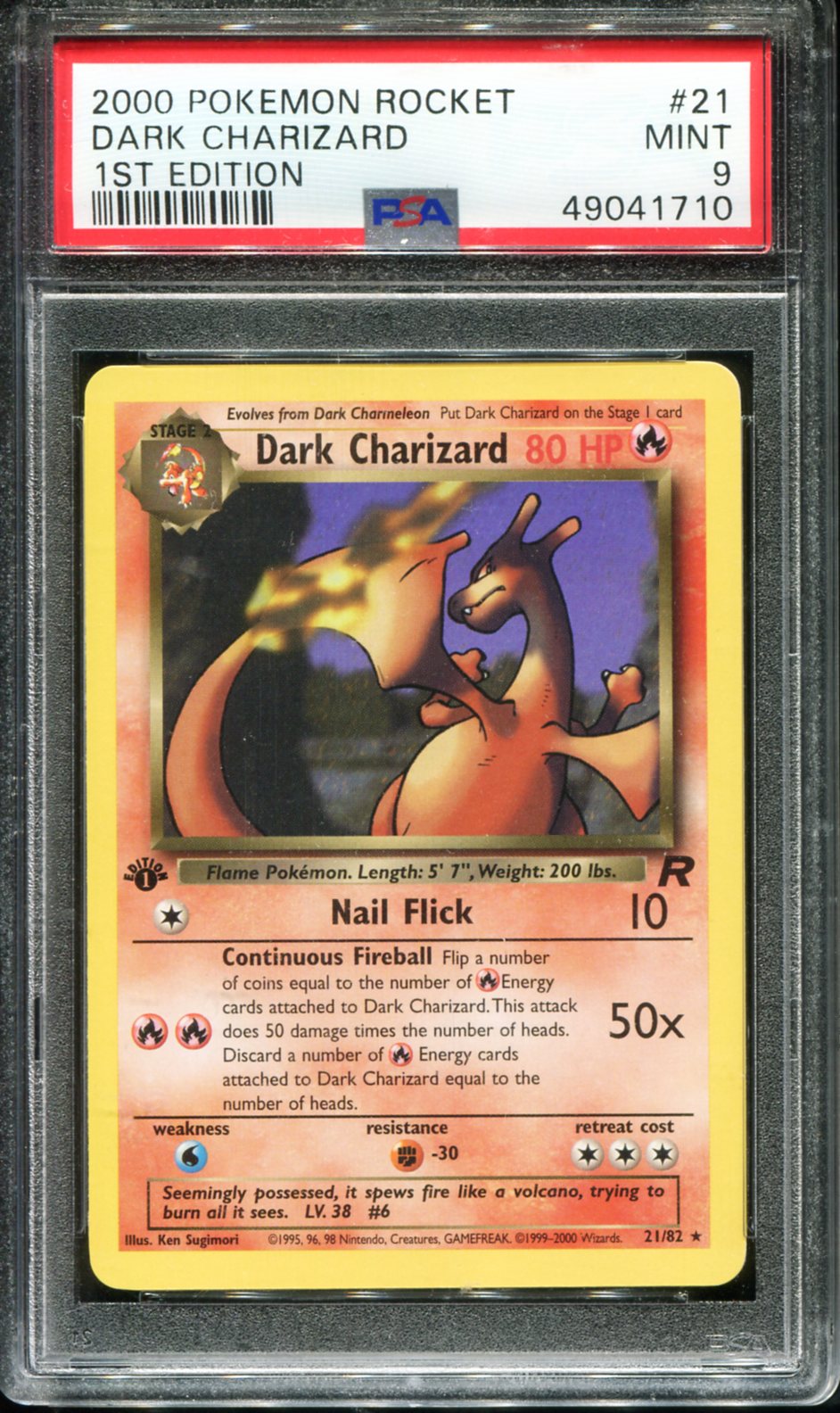 POKEMON TCG - DARK CHARIZARD 21/82 POKEMON PSA 9 FIRST EDITION ROCKET