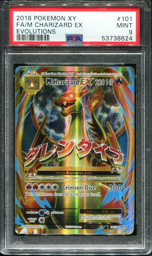 M CHARIZARD EX 101/108 PSA 9 EVOLUTIONS POKEMON