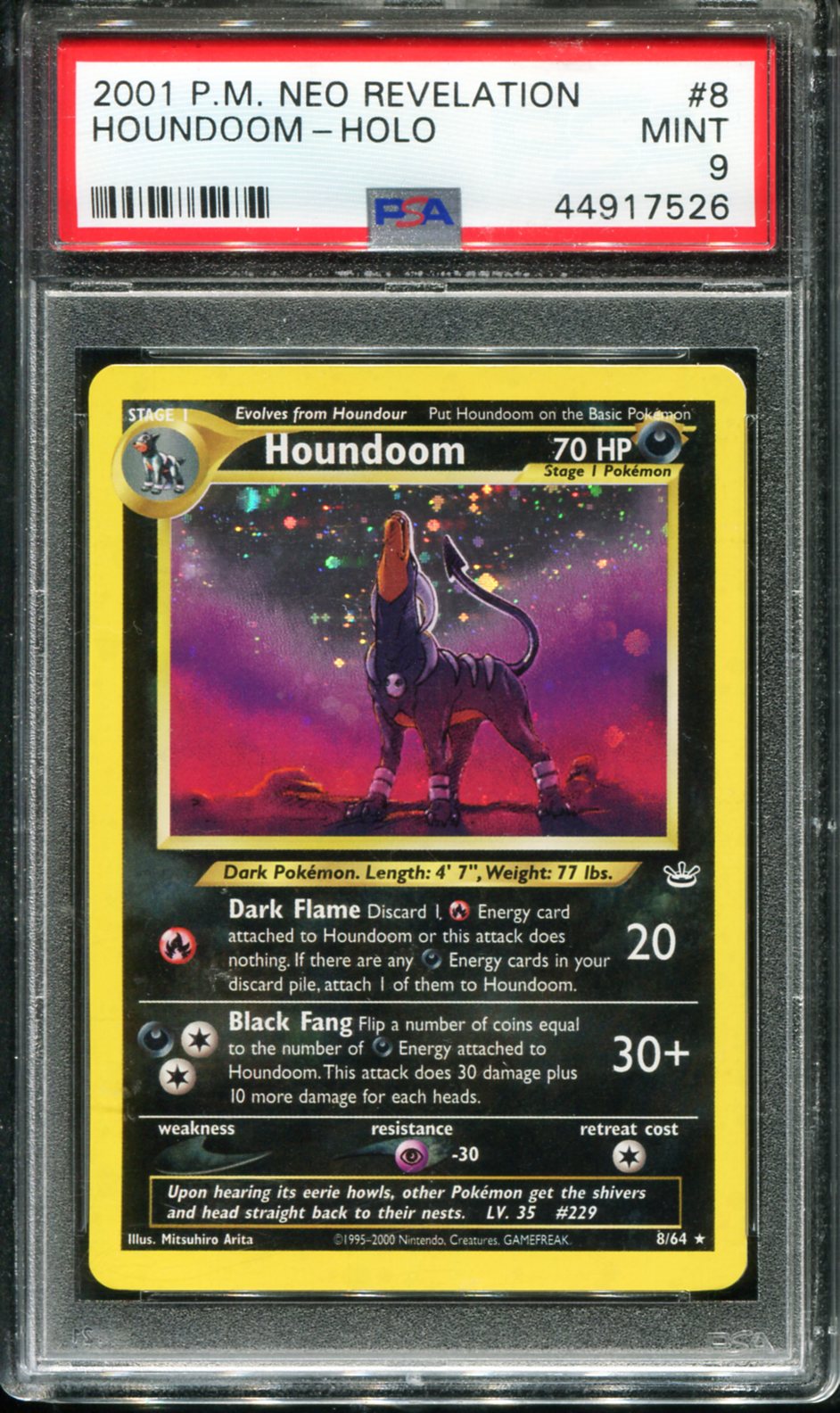 POKEMON TCG - HOUNDOOM HOLO 8/64 PSA 9 NEO REVELATION POKEMON