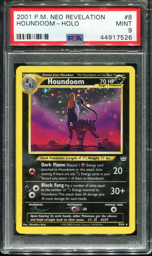 POKEMON TCG - HOUNDOOM HOLO 8/64 PSA 9 NEO REVELATION POKEMON