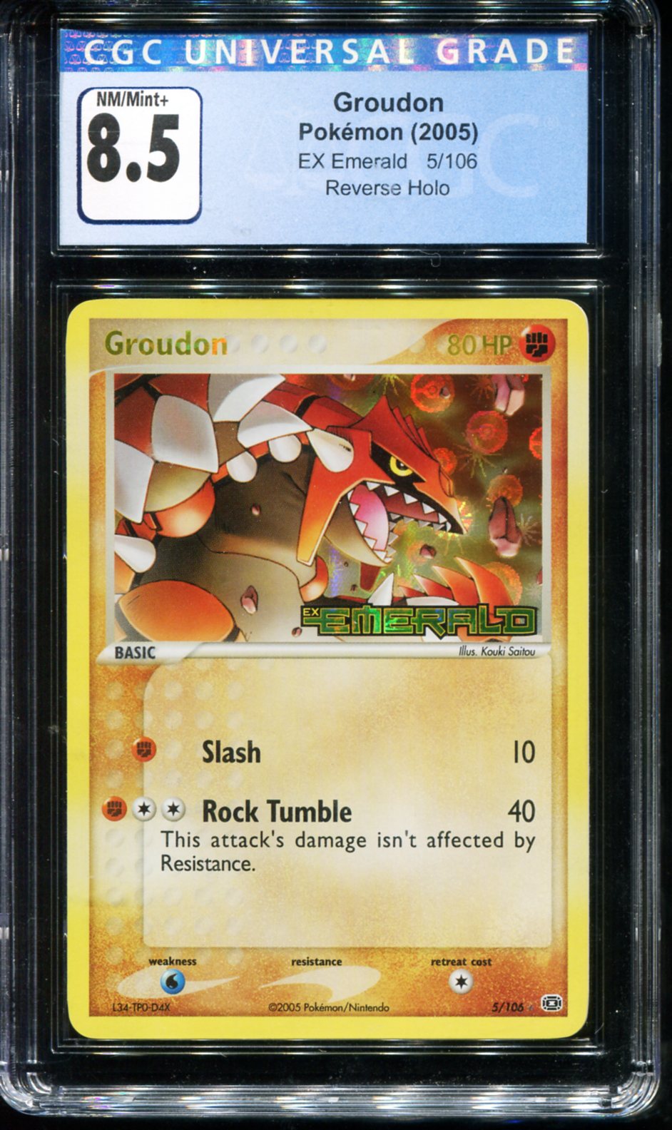 GROUDON 5/106 CGC 8.5 POKEMON EX EMERALD REVERSE HOLO