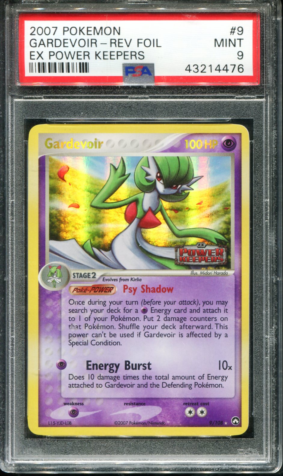 GARDEVOIR REVERSE HOLO 9/108 PSA 9 POWER KEEPERS POKEMON