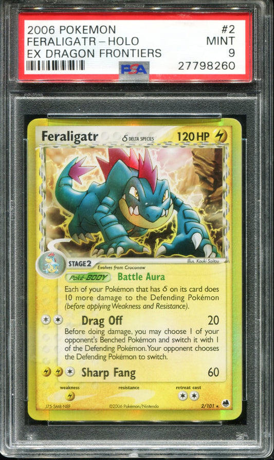 FERALIGATR HOLO 2/101 PSA 9 DRAGON FRONTIERS POKEMON