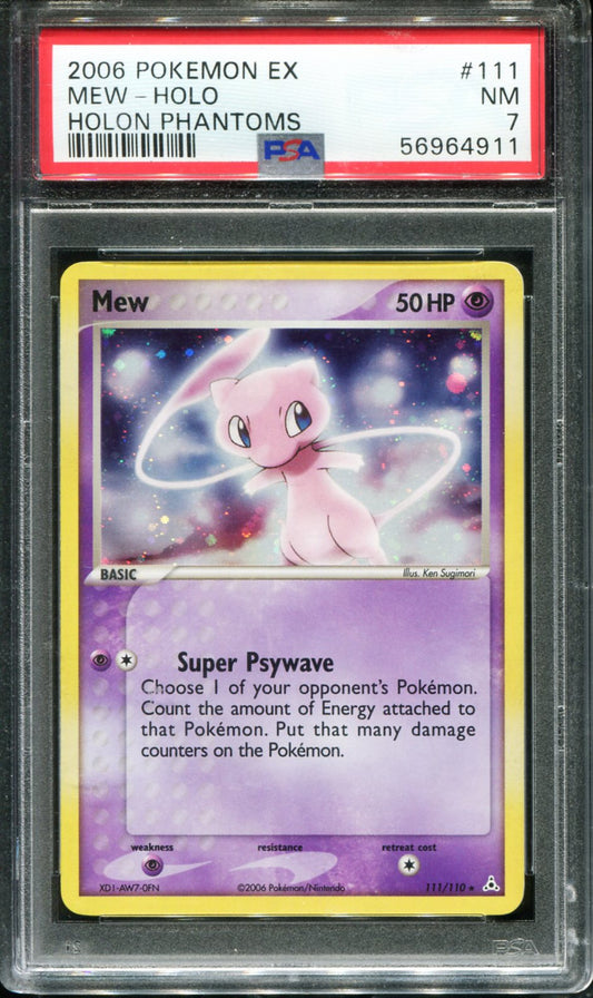 MEW HOLO 111/110 PSA 7 HOLON PHANTOMS POKEMON