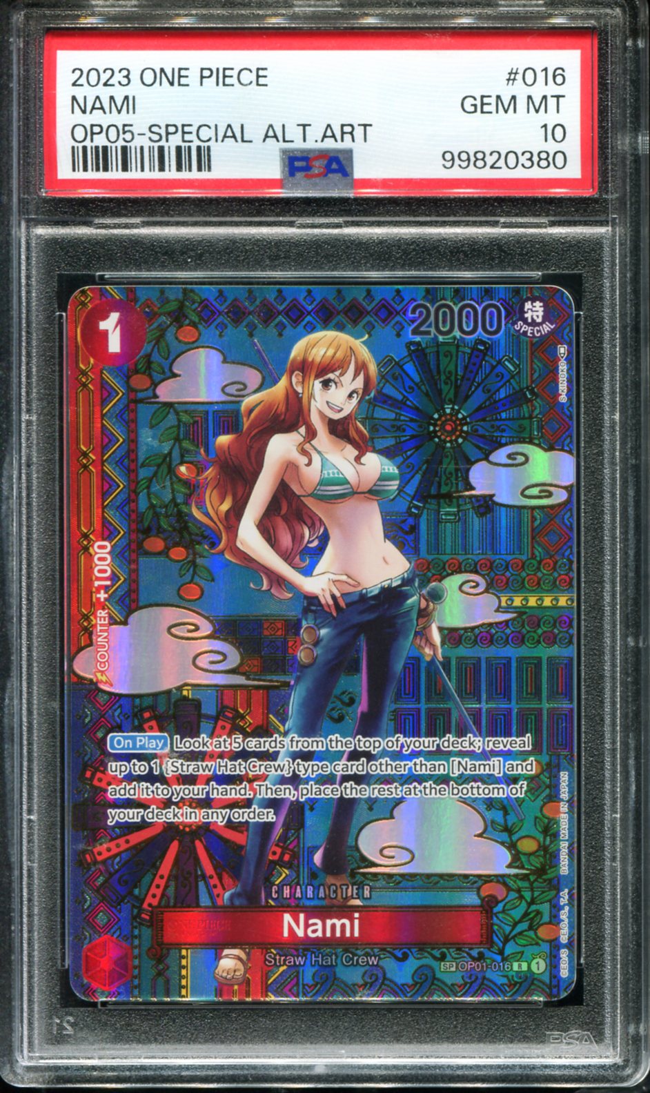 NAMI 016 PSA 10 SPECIAL ALTERNATE ART ONE PIECE