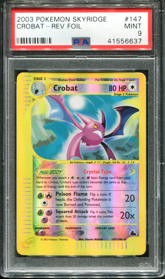 POKEMON TCG - CROBAT 147/144 POKEMON PSA 9 SKYRIDGE REV. HOLO