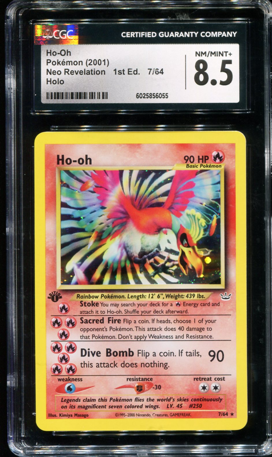 POKEMON TCG - HO-OH 7/64 POKEMON CGC 8.5 NEO REVELATION 1ST EDITION HOLO