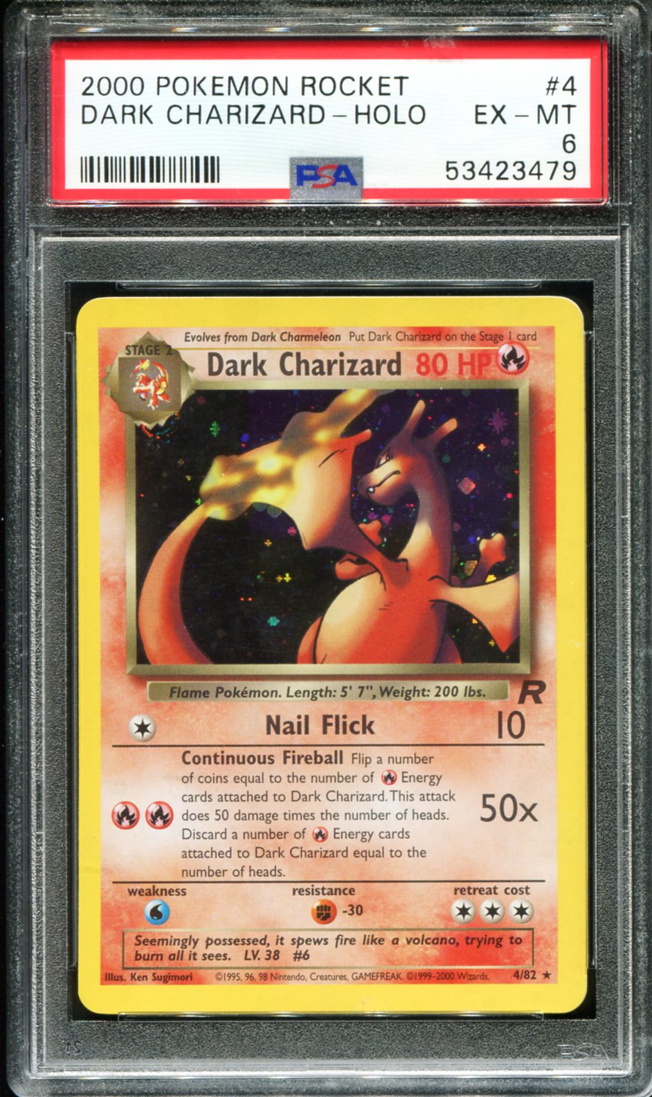 POKEMON TCG - DARK CHARIZARD 4/82 POKEMON PSA 6 TEAM ROCKET HOLO