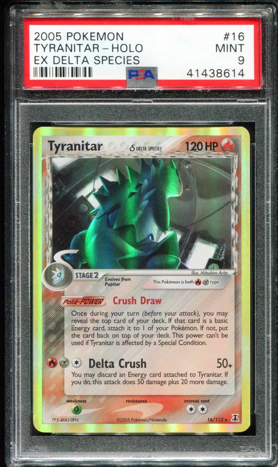 POKEMON TCG - TYRANITAR 16/113 POKEMON PSA 9 EX DELTA SPECIES HOLO