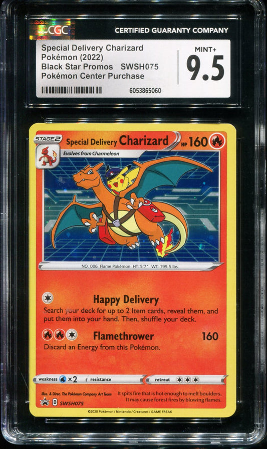 SPECIAL DELIVERY CHARIZARD SWSH075 CGC 9.5 POKEMON BLACK STAR PROMO HOLO