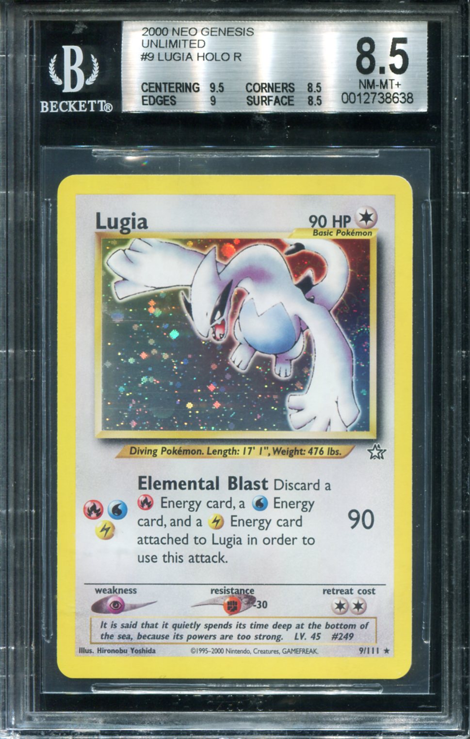 LUGIA 9/111 BGS 8.5 POKEMON NEO GENESIS HOLO RARE