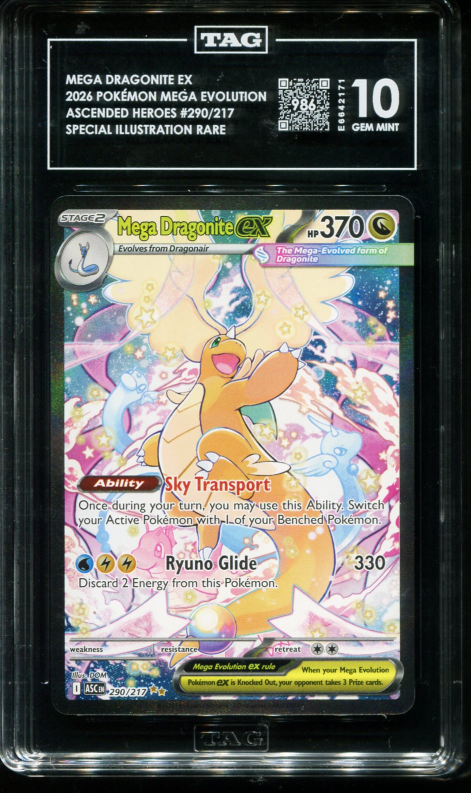 MEGA DRAGONITE EX 290/217 TAG 10 (RANK 8) POKEMON ASCENDED HEROES SPECIAL ILLUSTRAION RARE