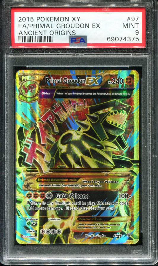 POKEMON TCG - PRIMAL GROUDON EX 97/98 POKEMON PSA 9 ANCIENT ORIGINS FULL ART