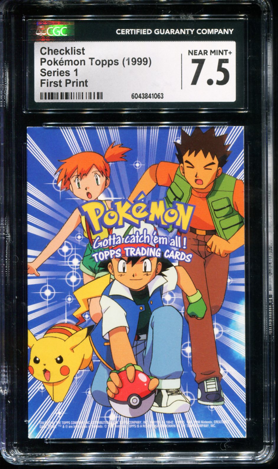 POKEMON TCG - CHECKLIST SERIES 1 FIRST PRINT CGC 7.5 POKEMON